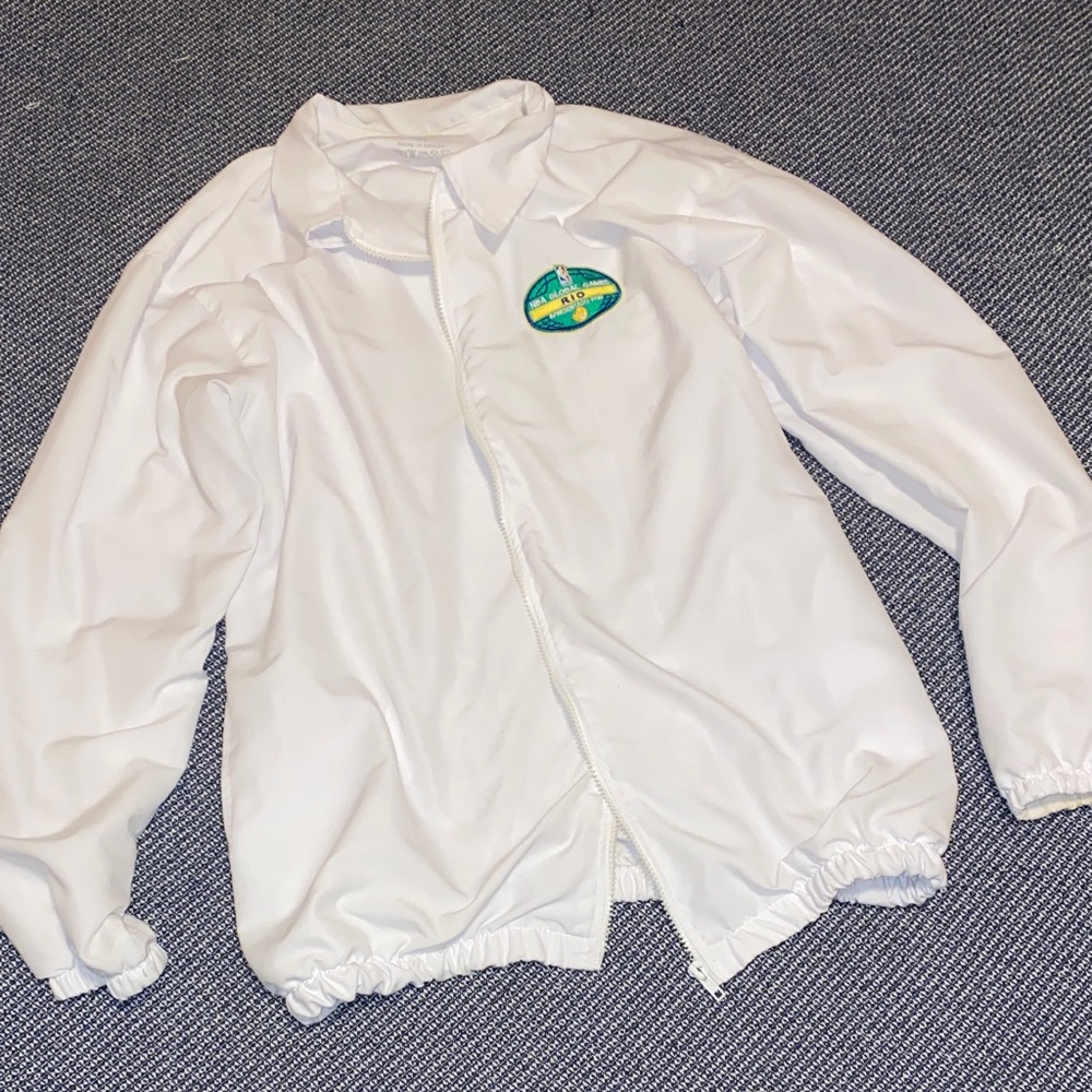 *RARE* NBA Global Games Rio Brazil White Jacket with Logo Patches Size XL